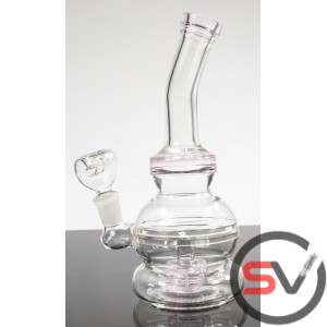 CURVED NECK ROUND BASE GLASS WATER PIPE 8inch